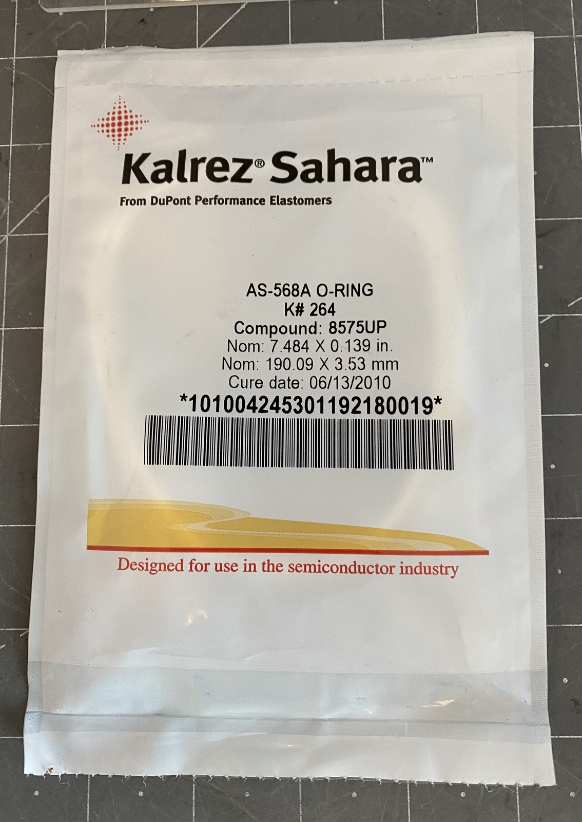 Kalrez AS-568A O-Ring K# 264 7.484 x 0.139 in 190.09 x 3.53 mm PN: 8575UP