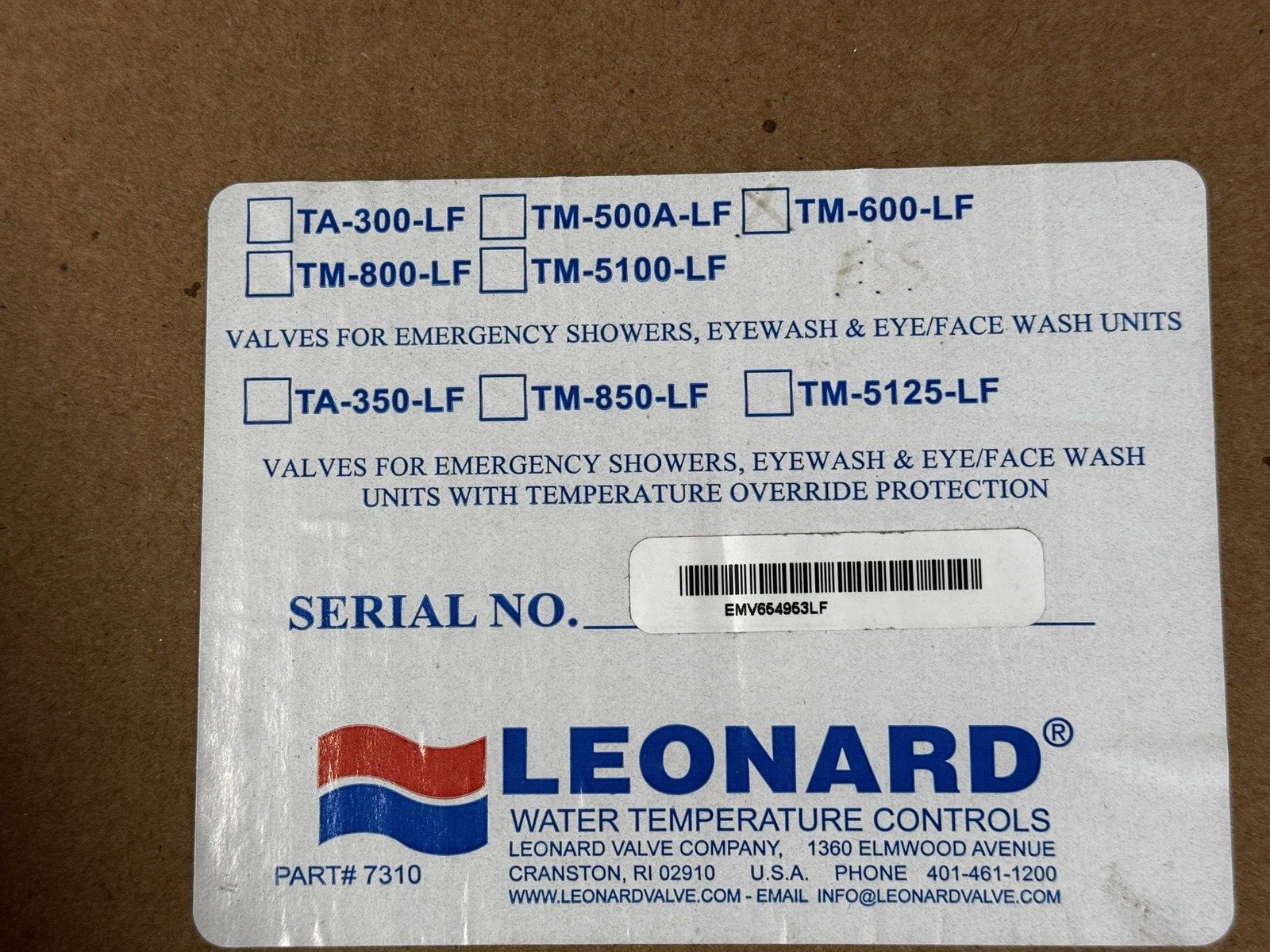 Leonard Mixing Valve Station TM-600-LF