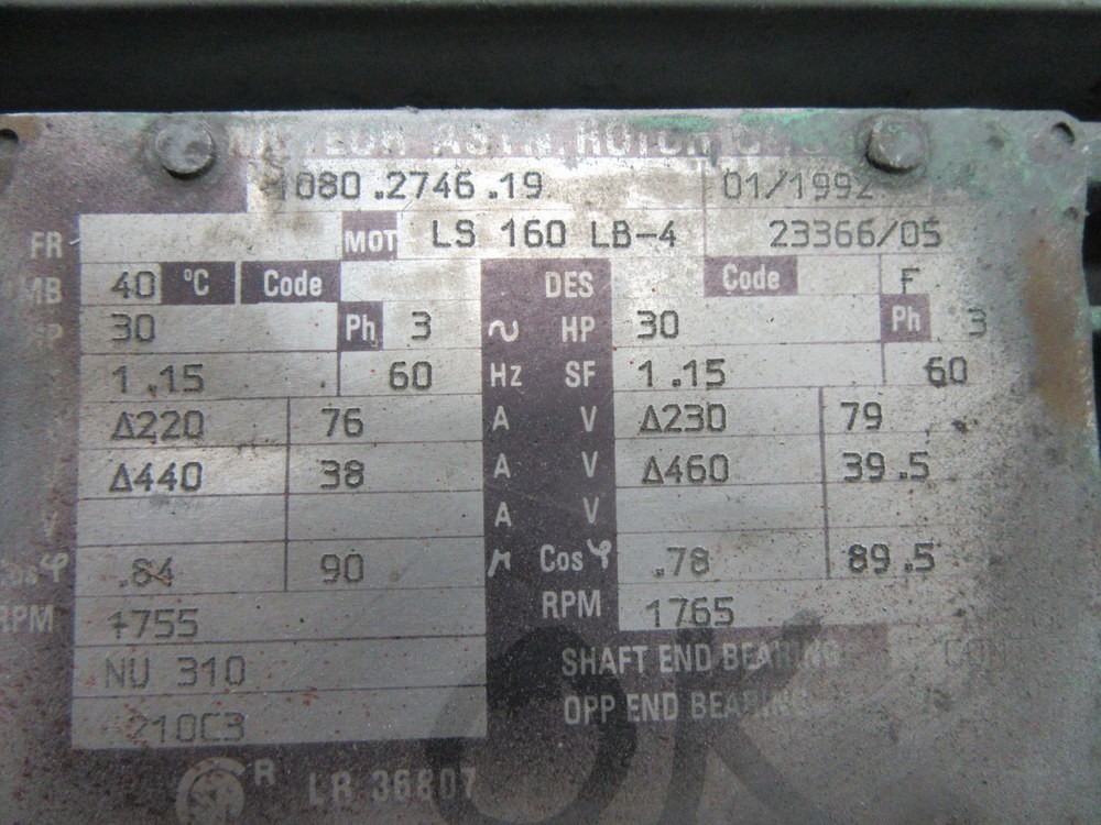 Moteur LS 160 LB-4 Motor M080.2746.19 30HP Job 96-3-43