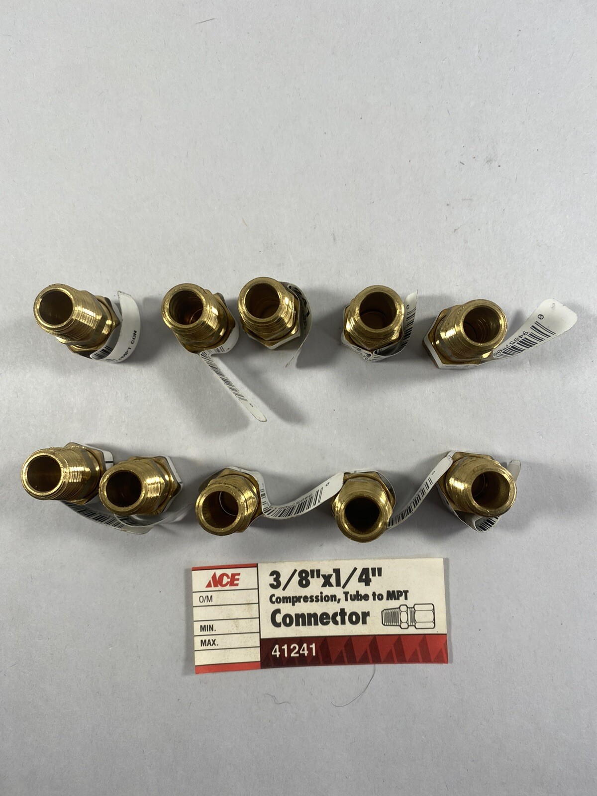 NEW ACE 41241 3/8″ x 1/4″ Compression Tube To MPT Connector Fitting Lot Of 10