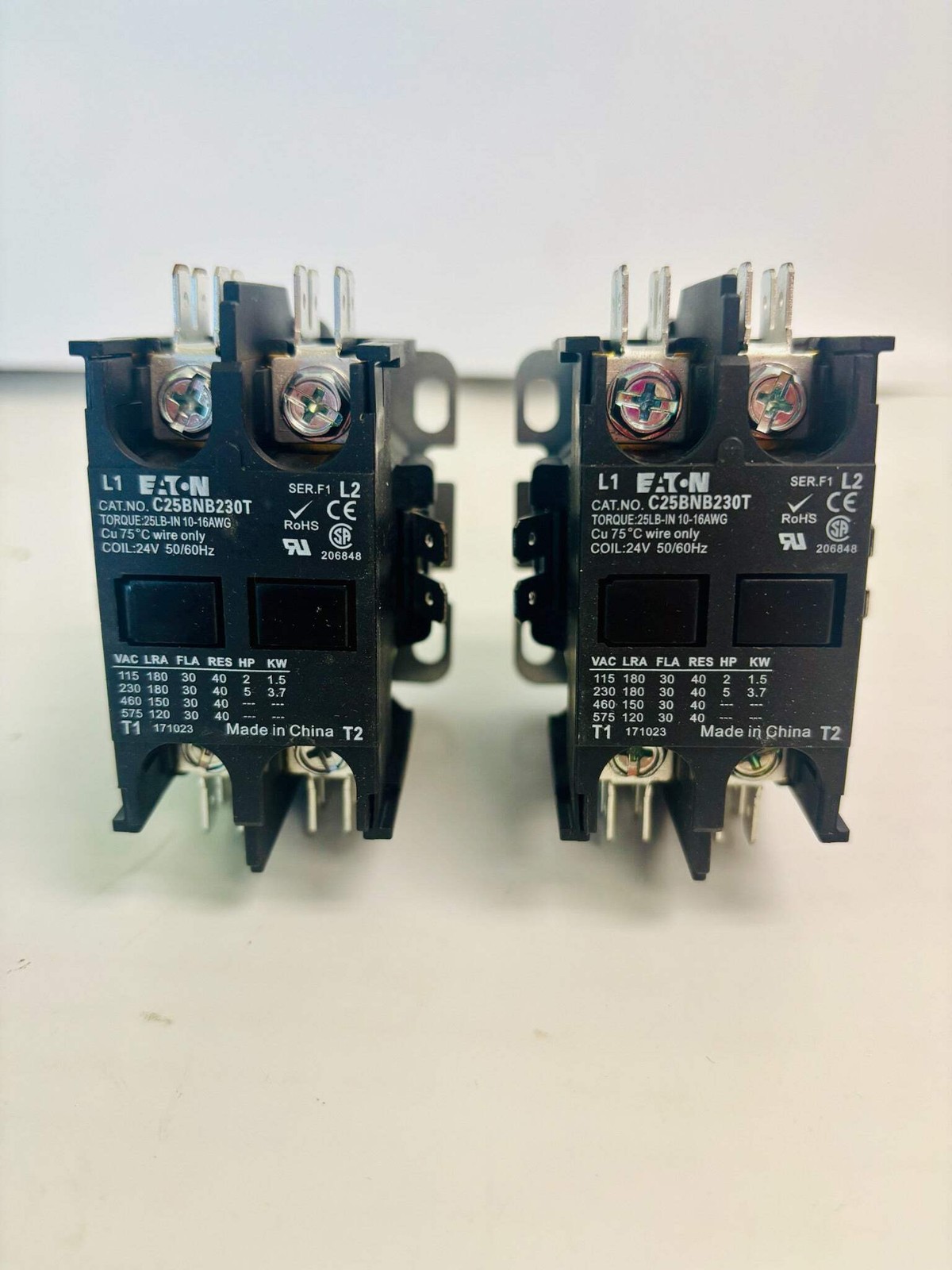 2 PACK Eaton C25BNB230T Non Reversing Definite Purpose Contactor 2 P 30A