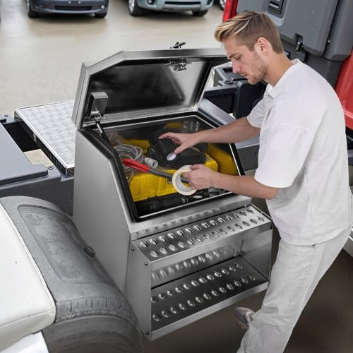Semi-Truck Step Tool Box, 24″ x 27.5″ x 25.4″ Heavy Duty Aluminum Toolbox Side