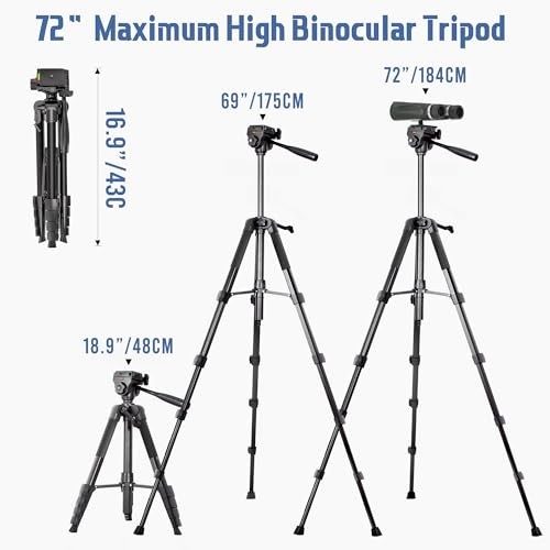 Lusweimi Binocular Tripod 72In Spotting Scope Stand W/ Phone Holder Carry Bag