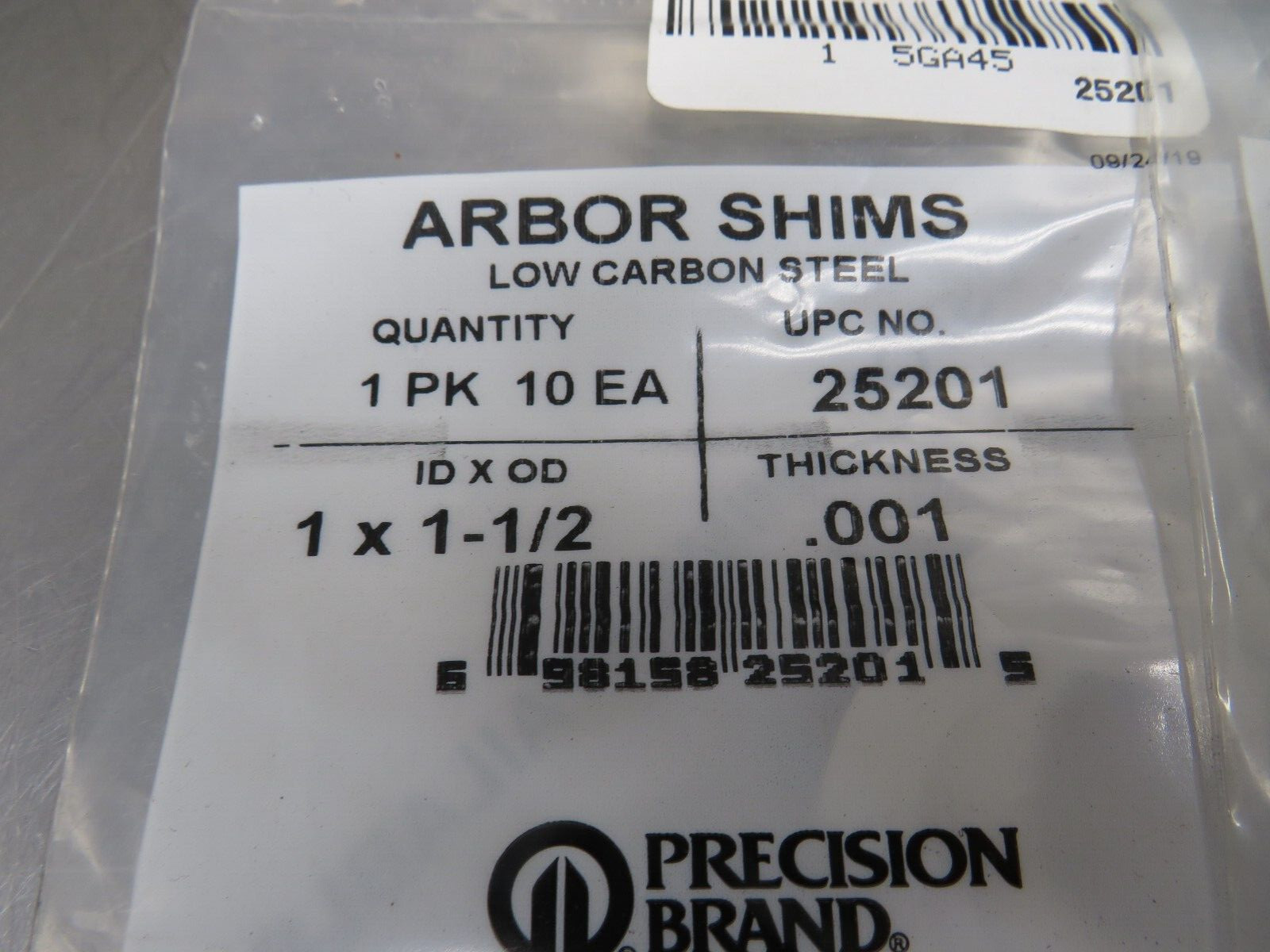 Precision Brand Shims Lot 25201, 25203, 25204, 25211 Lot of 10 Each