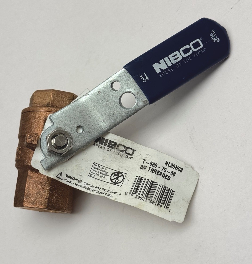 NL95H08 NIBCO T-585-70-66, BRONZE BALL VALVE, 3/4″ FEMAL NPT THREADED, S.S TRIM