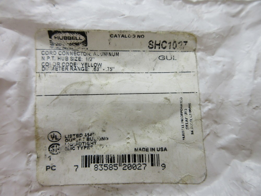Hubbell SCH1027 Cord Connector