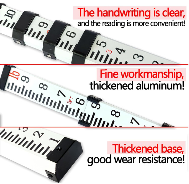 Grade Rod，16-Foot Aluminum Grade Rod – 10ths，Grade Stick for Laser Level，Surv…