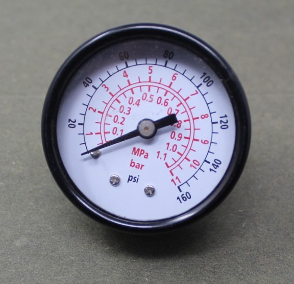 Pressure Gauge 1-5/8 Diameter 0-160 PSI 0-11 Mpa