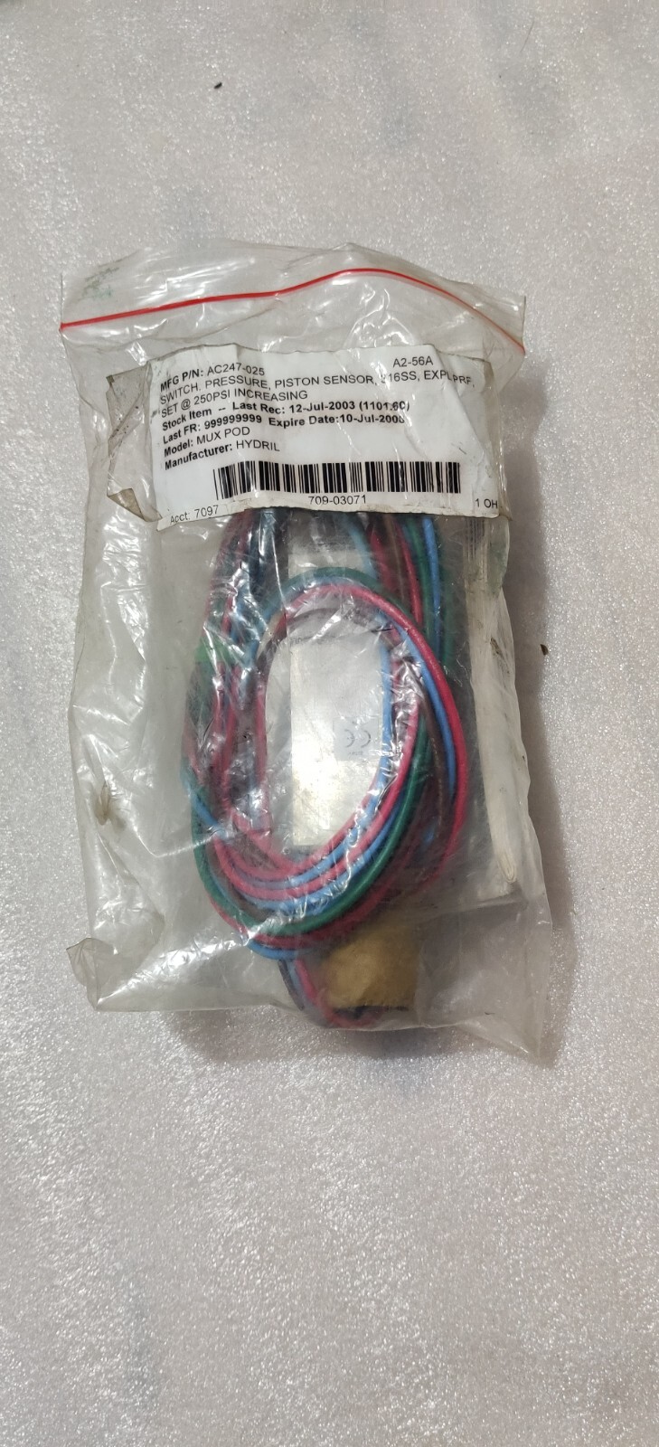 ITT NEO-DYN MODEL NO : 232P42C6EHNR ADJUSTABLE PRESSURE SWITCH