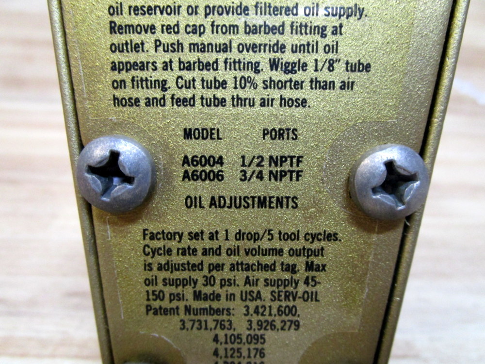 Master Pneumatic A6006 Lubricator W/O Reservoir