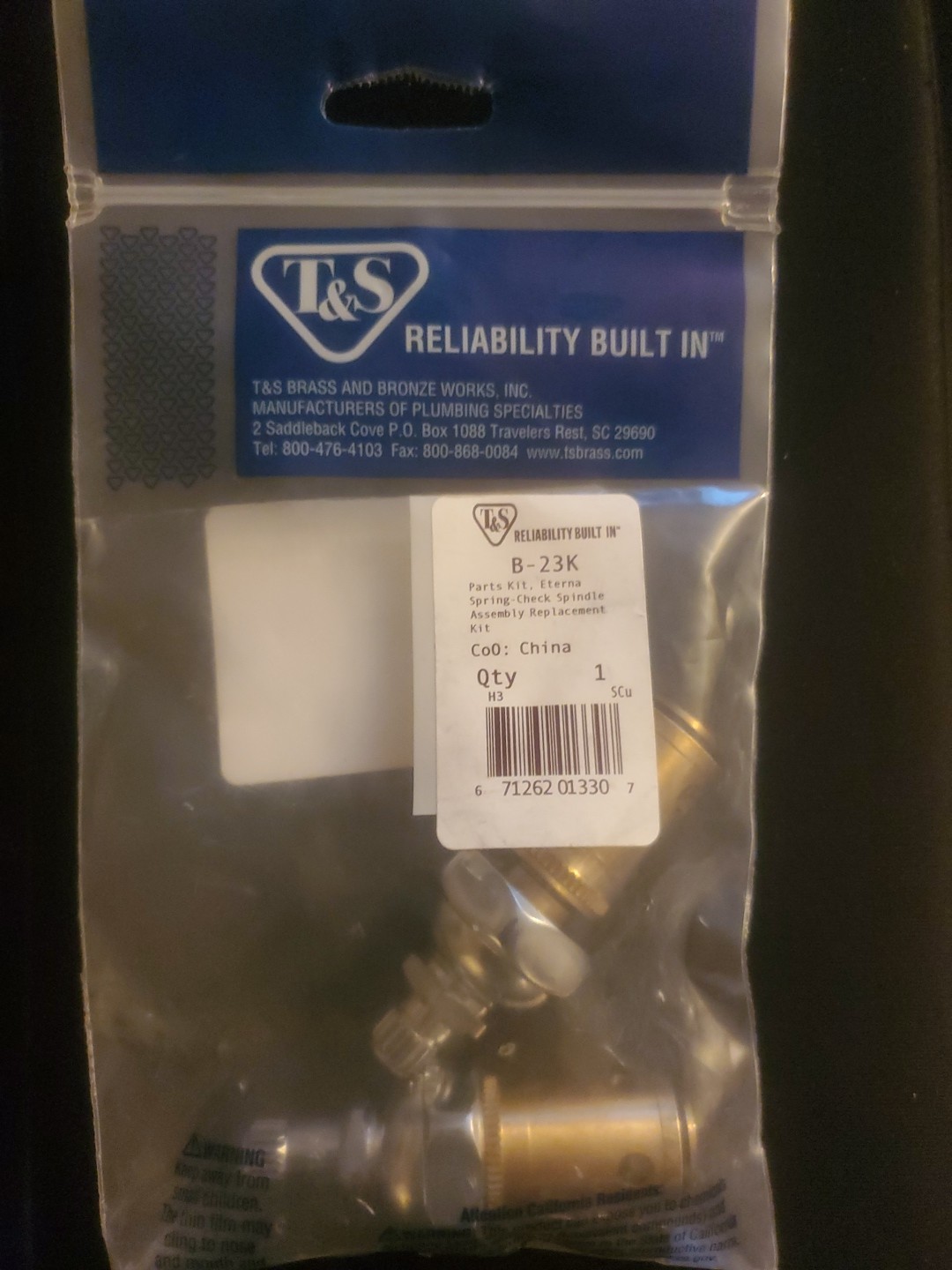 T&S Brass B-23K 1/2″ Eterna Spring-Check Spindle Assembly Replacement Kit