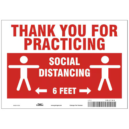 Zoro Select Hwb726a0710 Thank You For Practicing Sign, 10″ W X 7″ H, English,,