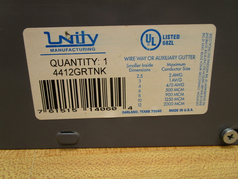 Unity 4412GRTNK Wire Way Or Auxiliary Gutter