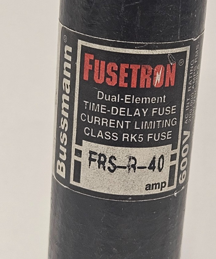 Bussmann FRS-R-40 Fusetron Fuse 40A 600V Class RK5 Dual Element Time Delay