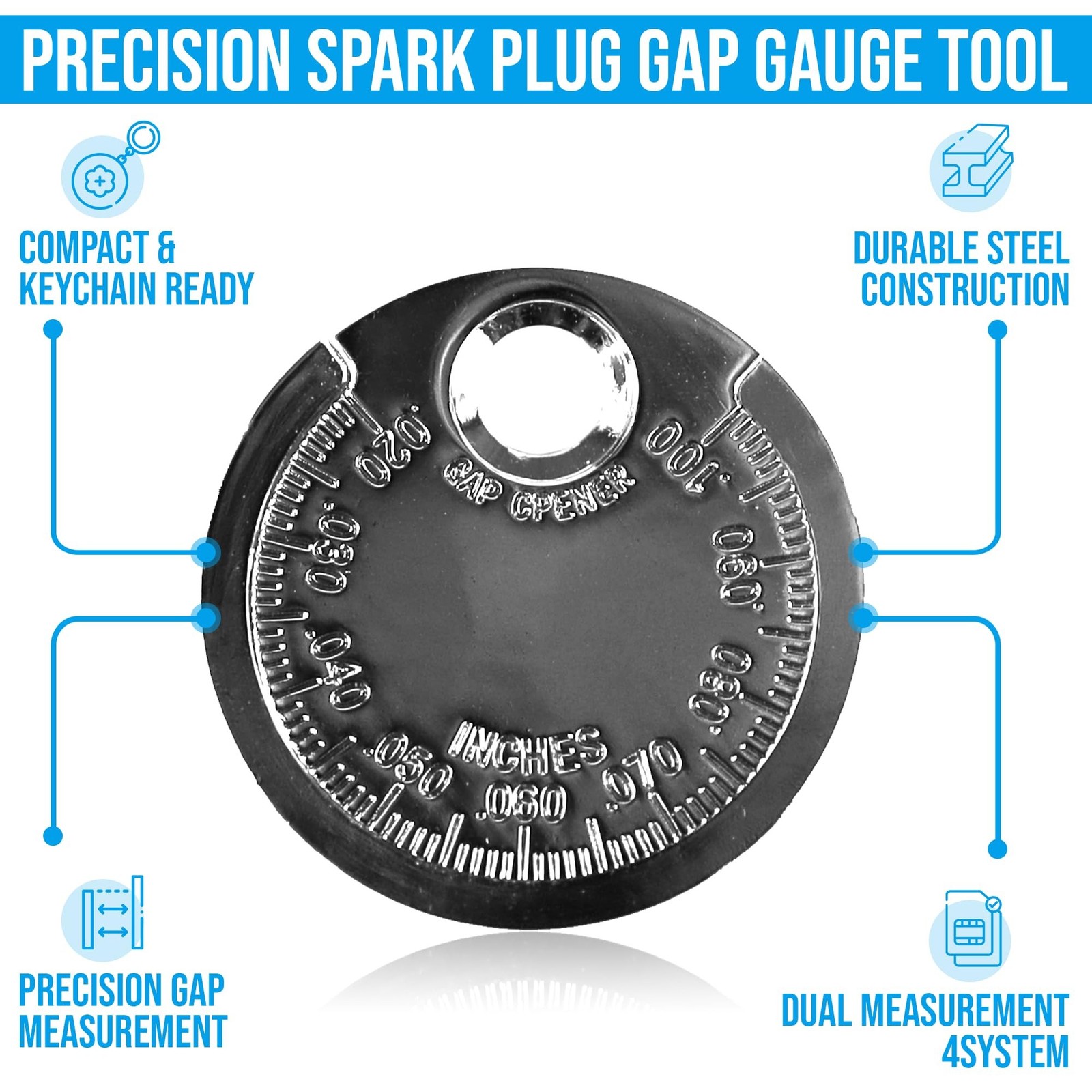 Harrier Hardware 3-Pack Spark Plug Gap Gauge Tool – Coin-Style Gapper with SA…
