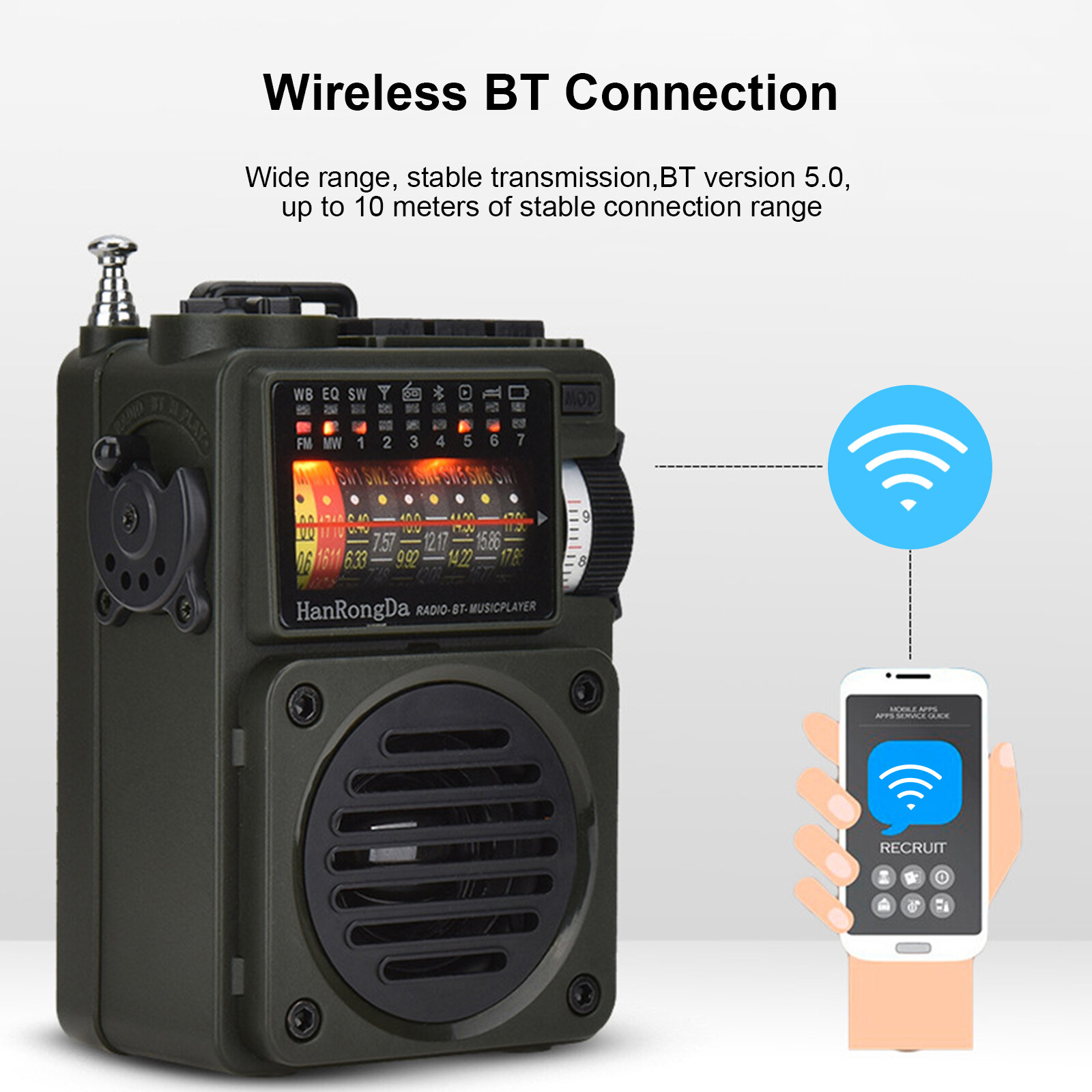 HRD-700 AM FM Radio Music Player Portable Receive Signal Rechargeable Speaker