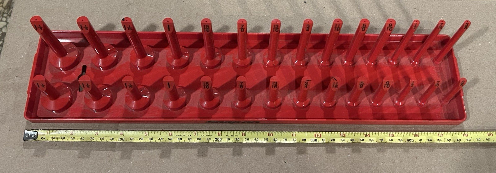 NOS Snap-On 1/2” Drive Socket (Deep & Shallow) Organizer KA12FRRD 3/8-1-1/4” Red