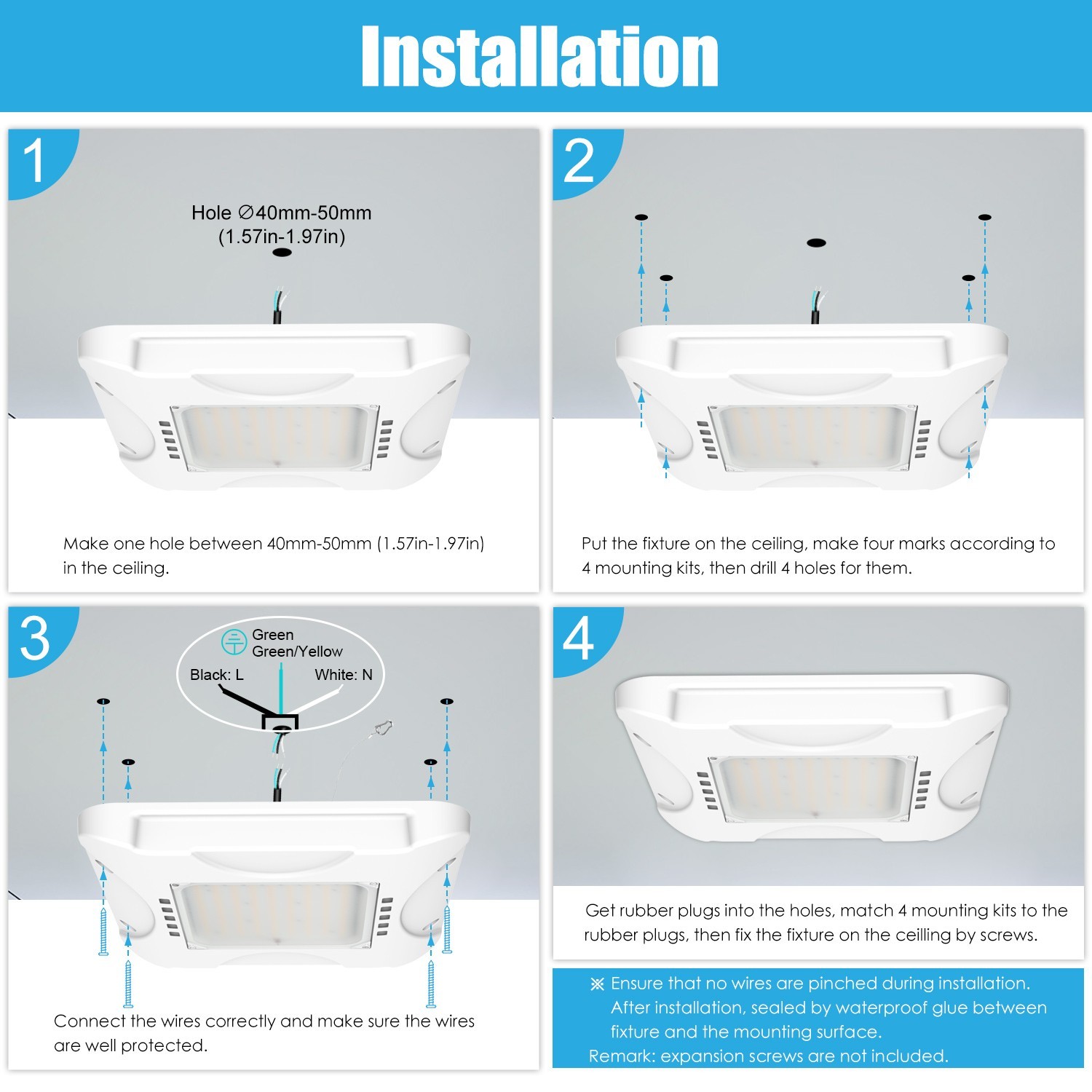 150W LED Canopy Light Dusk to Dawn Parking Lot Gas Station Lamp 21000LM IP65 ETL