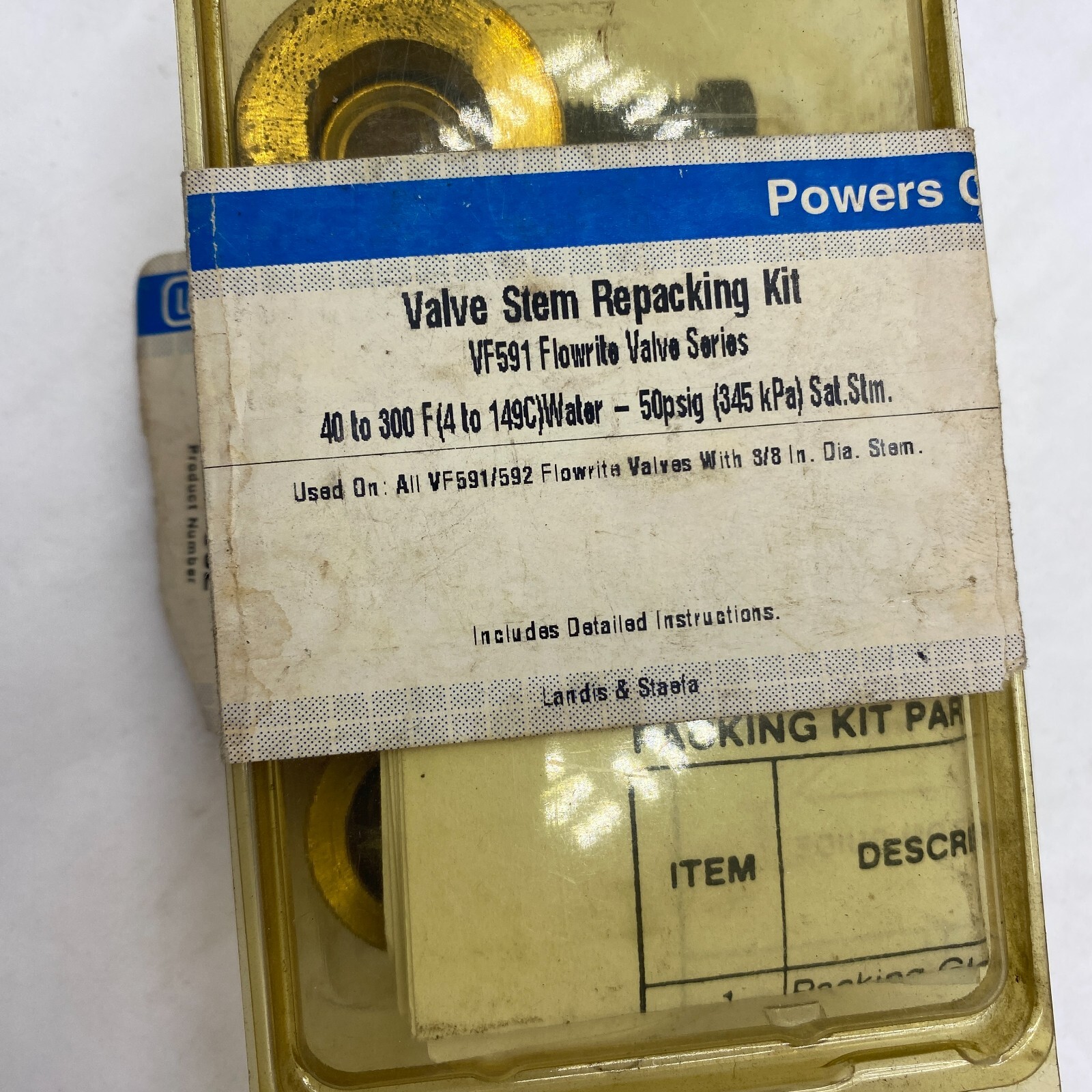 Powers VF591 3/8″ Flowrite Valve Stem Repacking Kit 592-502 ✅