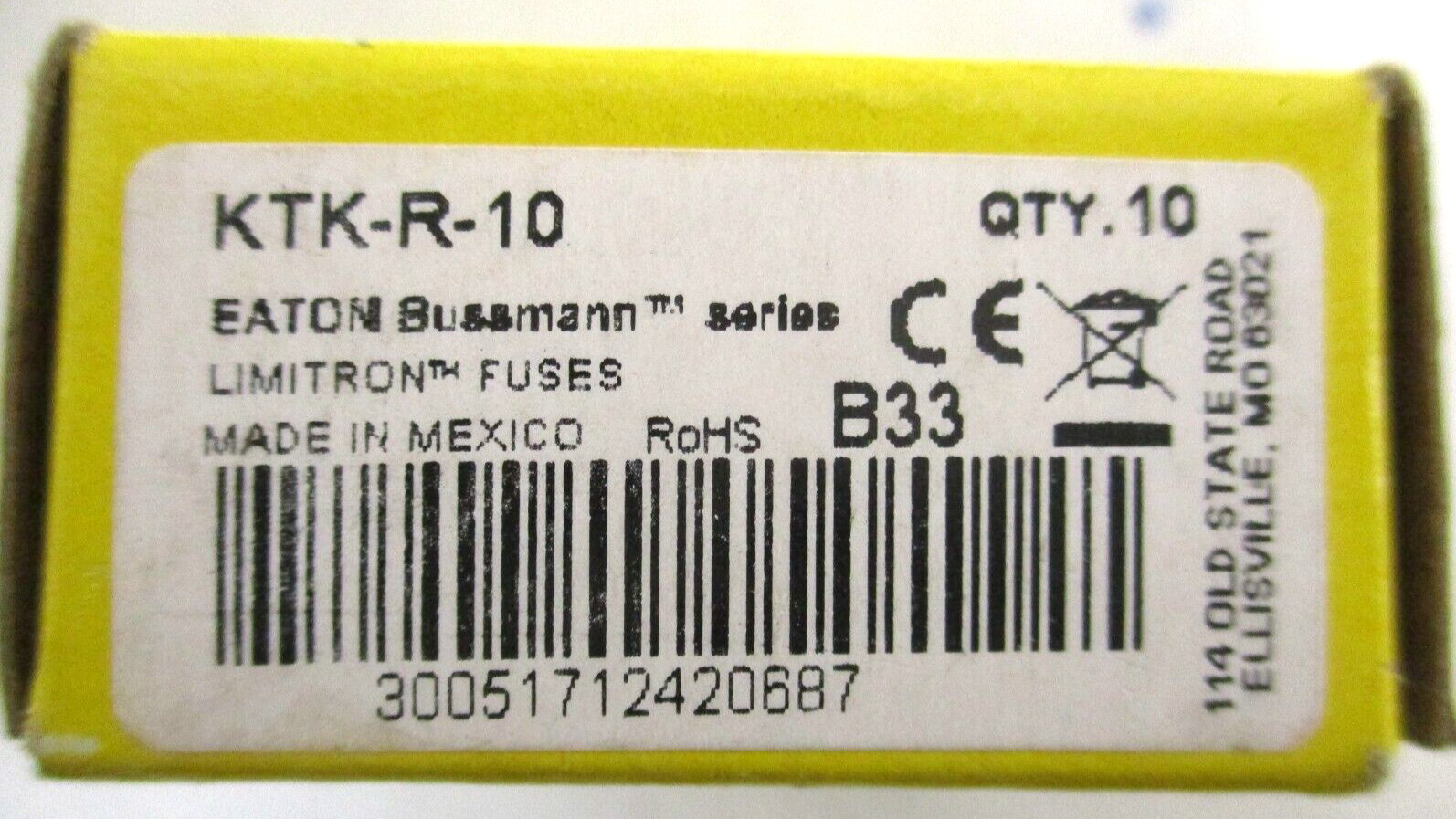 EATON BUSSMANN , KTK-R-10 , FUSES , LOT OF 10