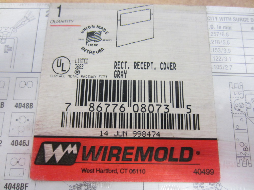 Wiremold G4048R Receptacle Cover Gray (Pack of 3)