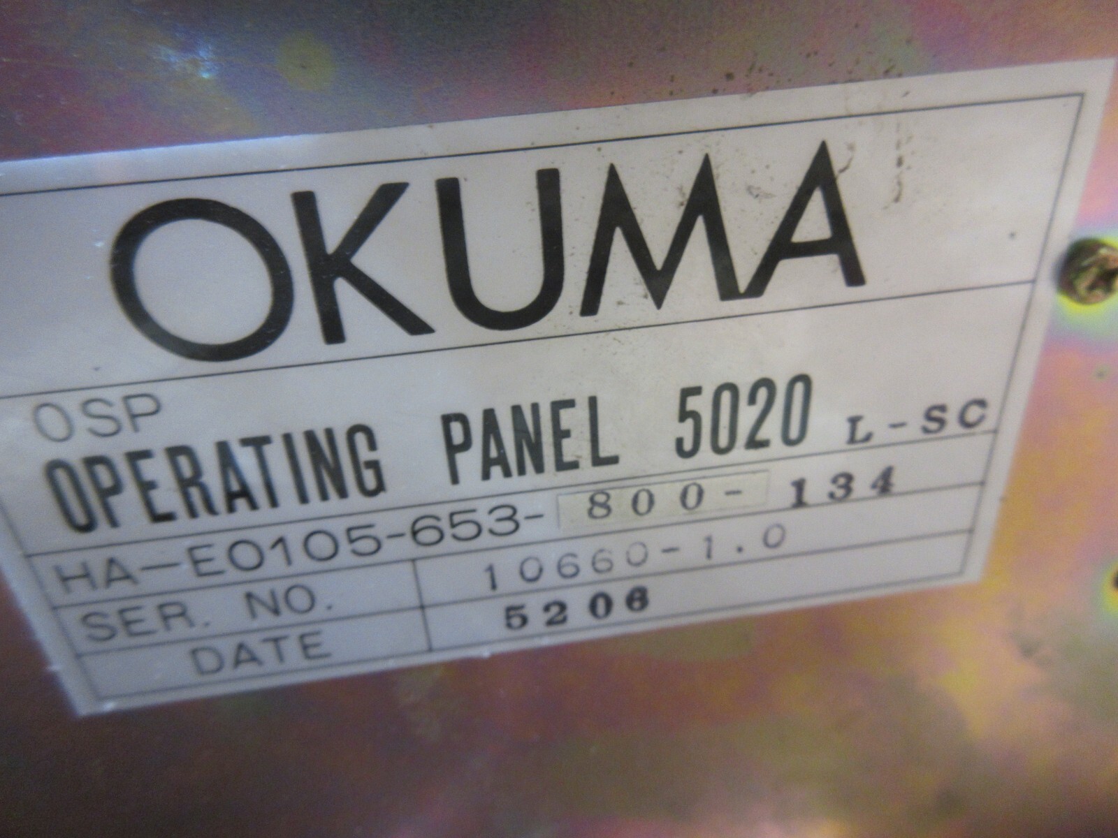 OKUMA CADET LNC8 CNC LATHE HA-E0105-653-800-134 OPERATING PANEL OSP5020L MONITOR
