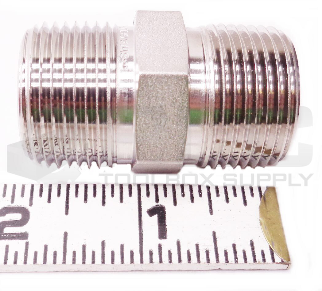 LOT OF 3 NEW SWAGELOCK 316KR9 HYDRAULIC FITTINGS 5/8″ID X 1″ OD 1-7/8″ LONG