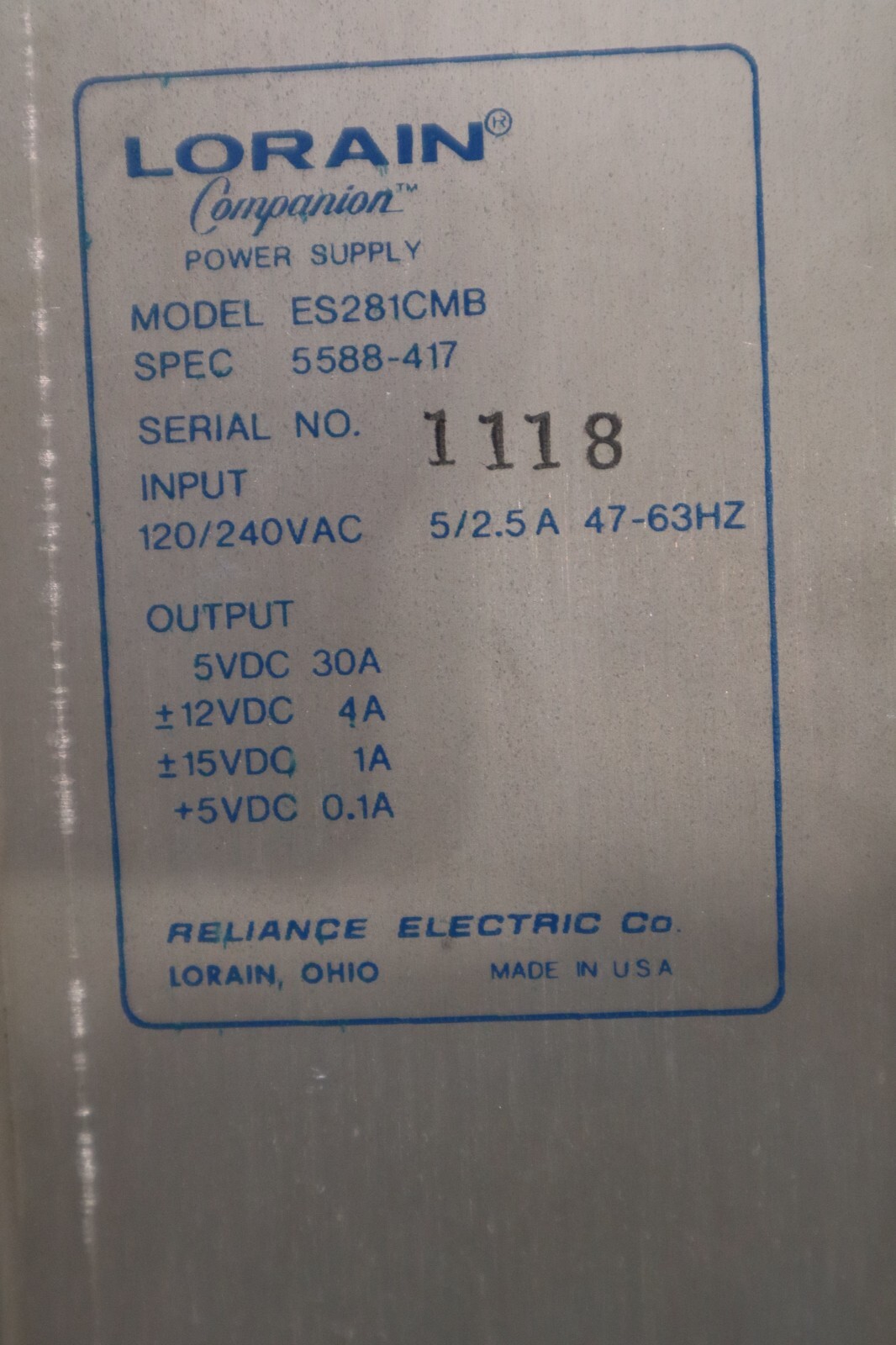 NEW RELIANCE ELECTRIC ES281CMB POWER SUPPLY 120-240VAC STOCK G110A