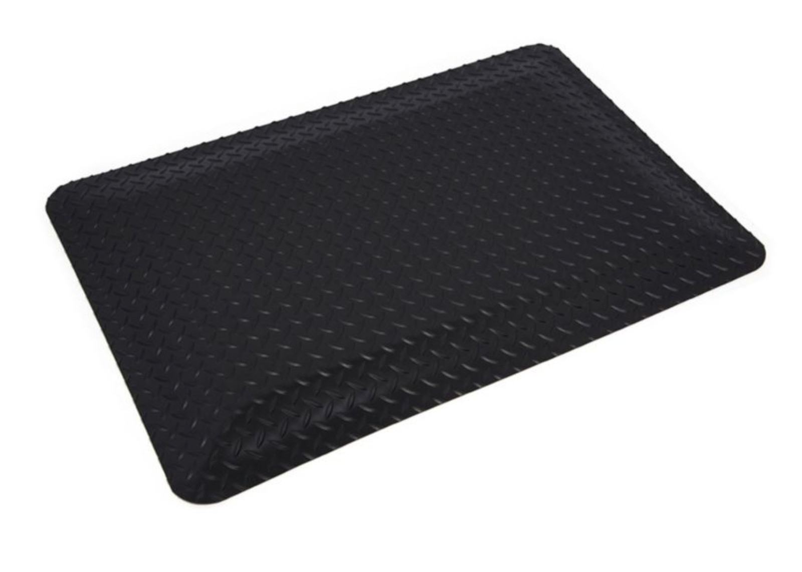 NEW! WEARWELL 2′ x 8′ ANTI-FATIGUE BEVELED RUBBER MAT, BLACK DIAMOND PLATE, 414