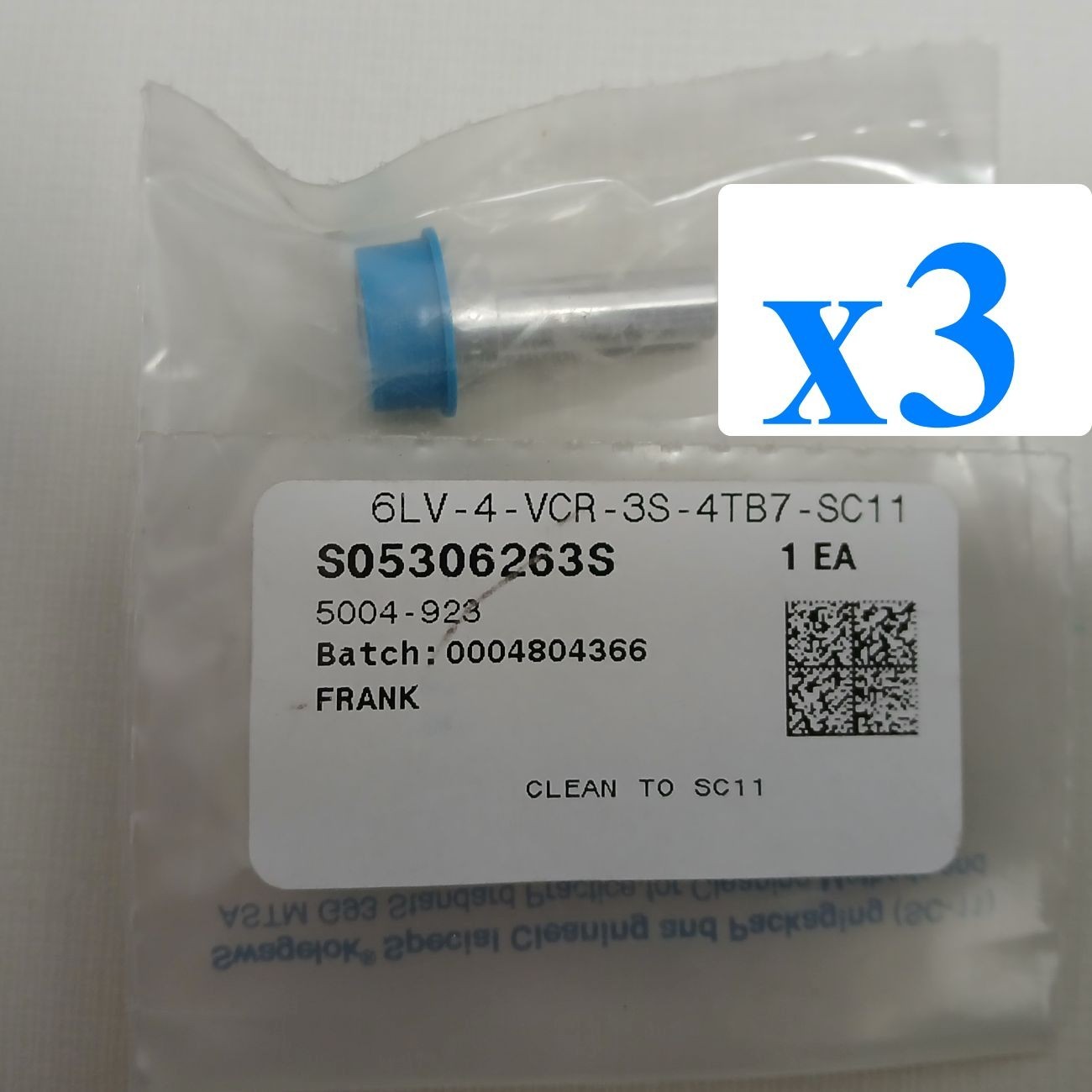 x3 NEW Swagelok 6LV-4-VCR-3S-4TB7-SC11 316L VAR VCR FACE SEAL FITTING