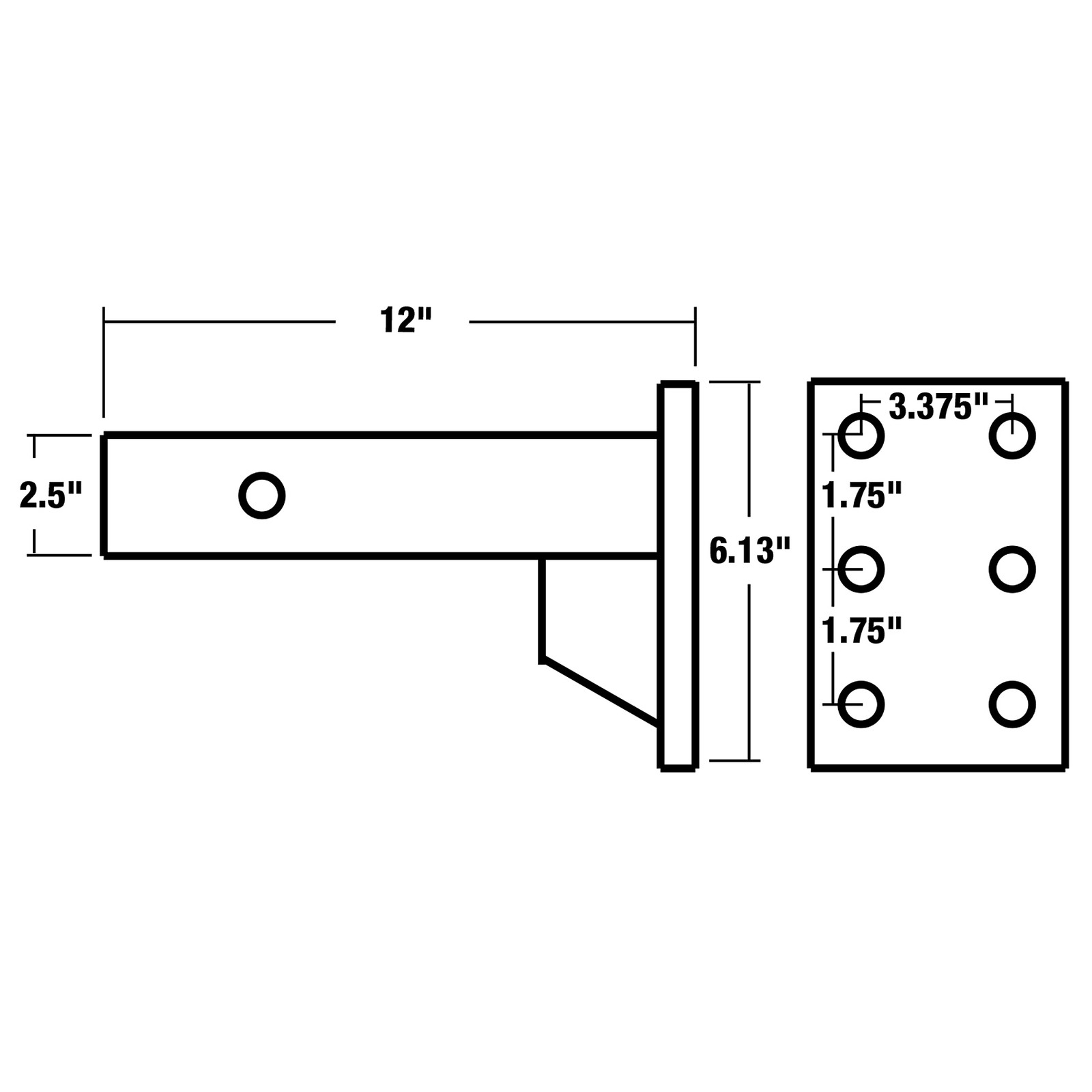Buyers Products, 2-1/2in. Pintle Hook Mounting Plate, Fits Receiver Size 2-1/2