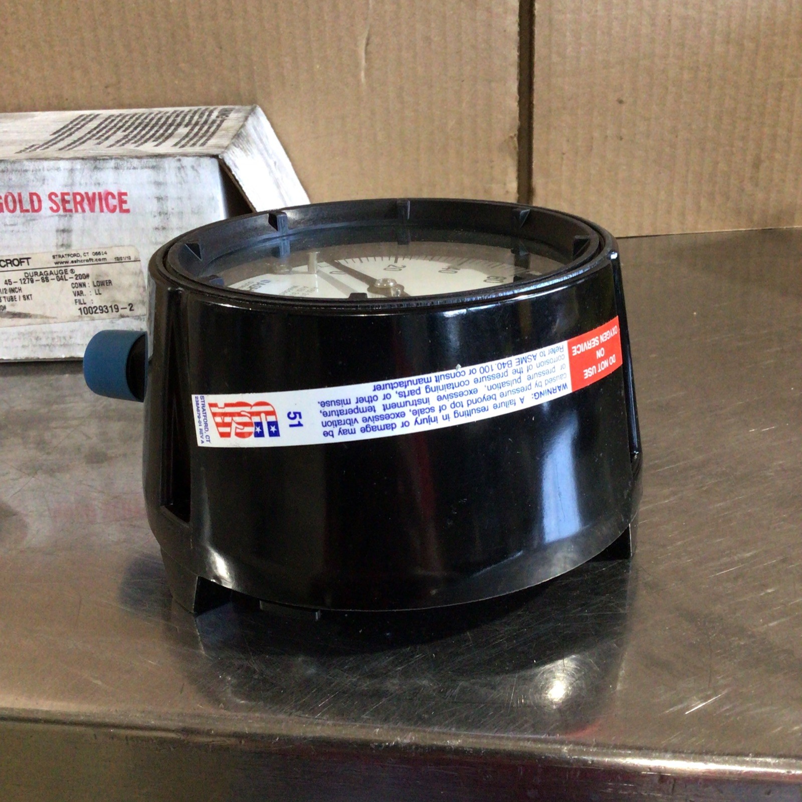 ASHCROFT 45-1279-SS-04L-200# TYPE 1279 DURAGAUGE PRESSURE GAUGE 0-200 PSI NOS