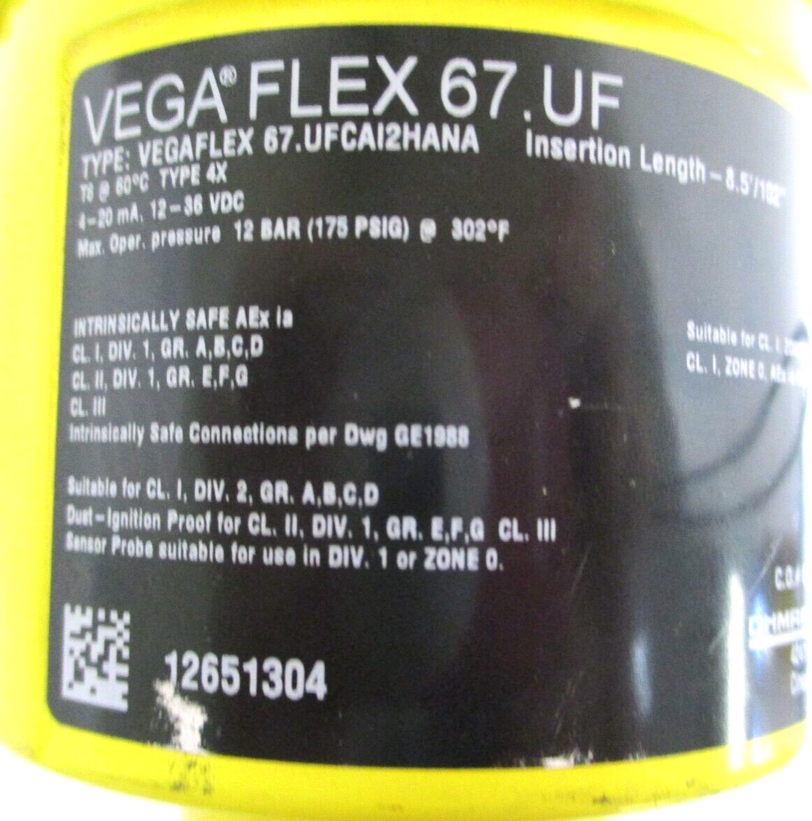 VEGA , VEGAFLEX-67.UF , DISPLAY SCREEN IS A LITTLE DARK , CAN READ , SURPLUS