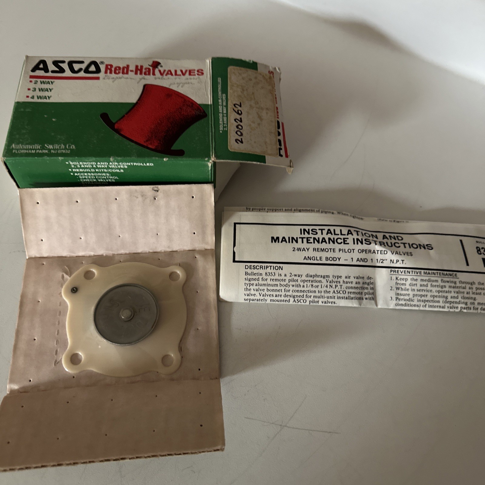 ASCO Red Hat 200262 Solenoid Valve Diaphragm Rebuild Kit OEM