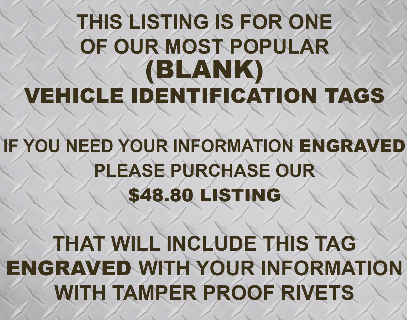 CHEVROLET VIN DOOR DASH TAG SERIAL NUMBER DATA PLATE CHEVY DATA PLATE (BLANK)