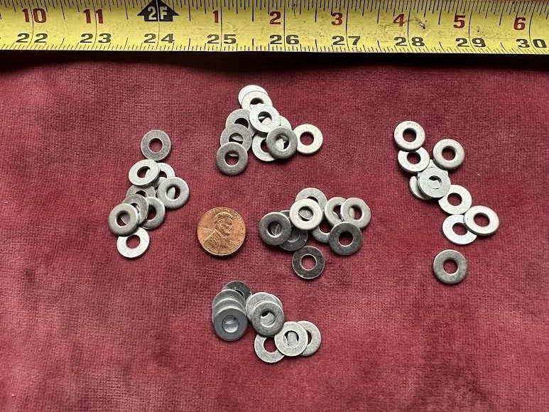 (1083.) Flat Washers #10 – Steel – Zinc Plated – Lot of ~50 pc
