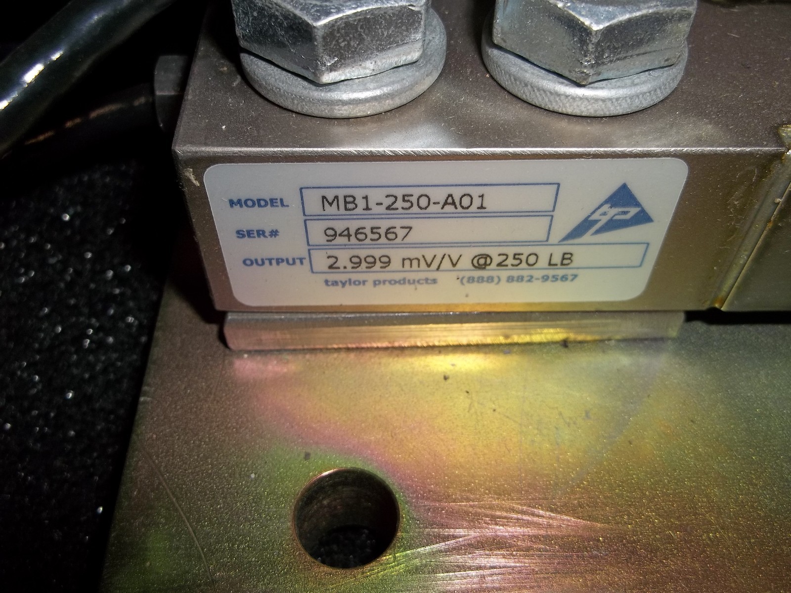 TAYLOR PRODUCTS LOAD CELL MOUNT ASSEMBLY SENSOR 250LB MB1-250-A01 (KK2)