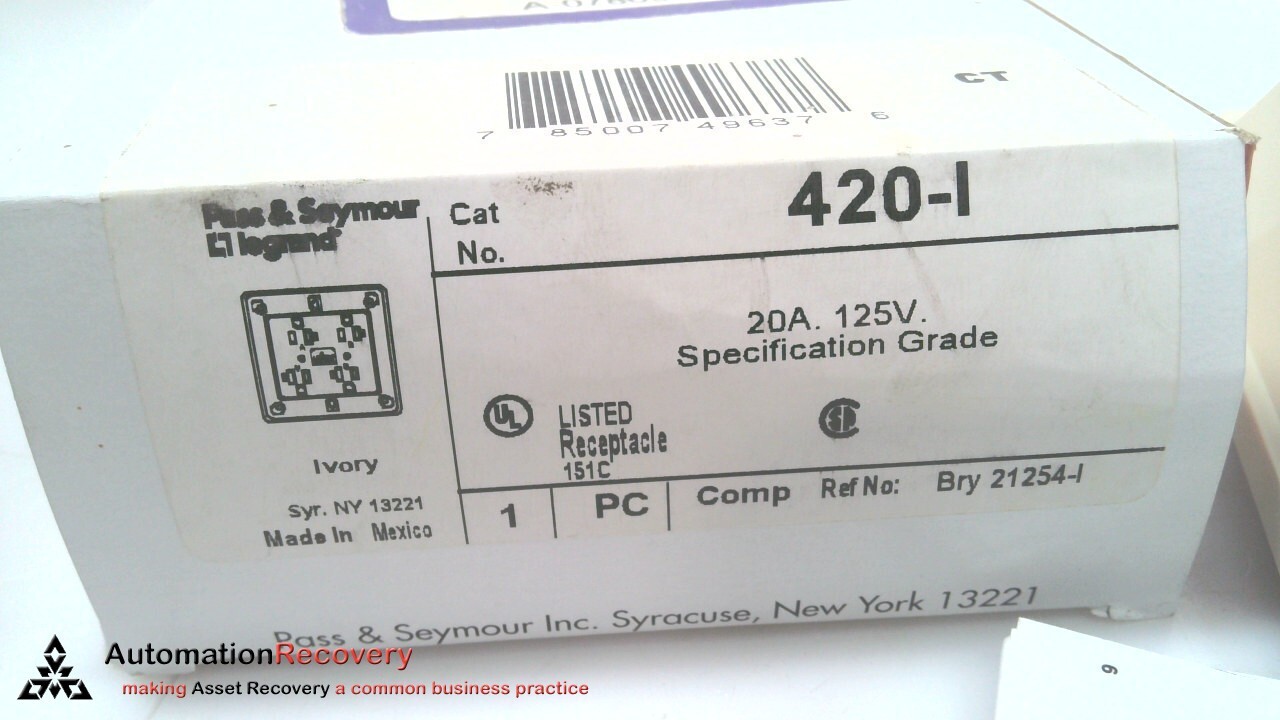PASS & SEYMOUR 420-I QUAD RECEPTACLE, NEW #318078