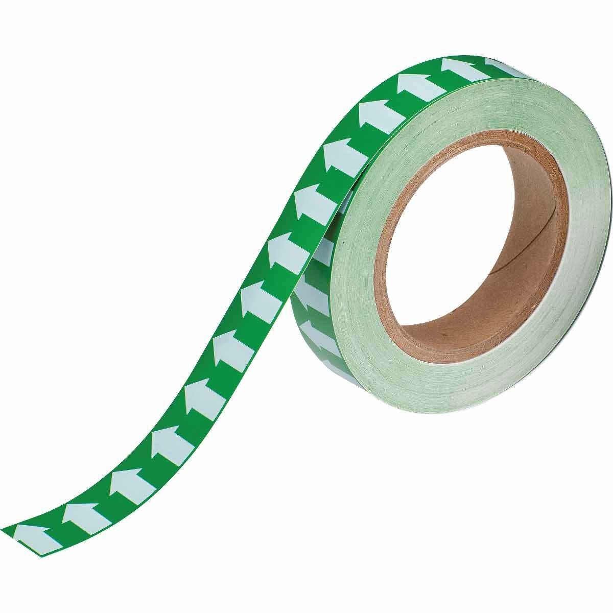 Brady 91425 Directional Flow Arrow Tape, White/Green, 30 Yd L x 1 In W