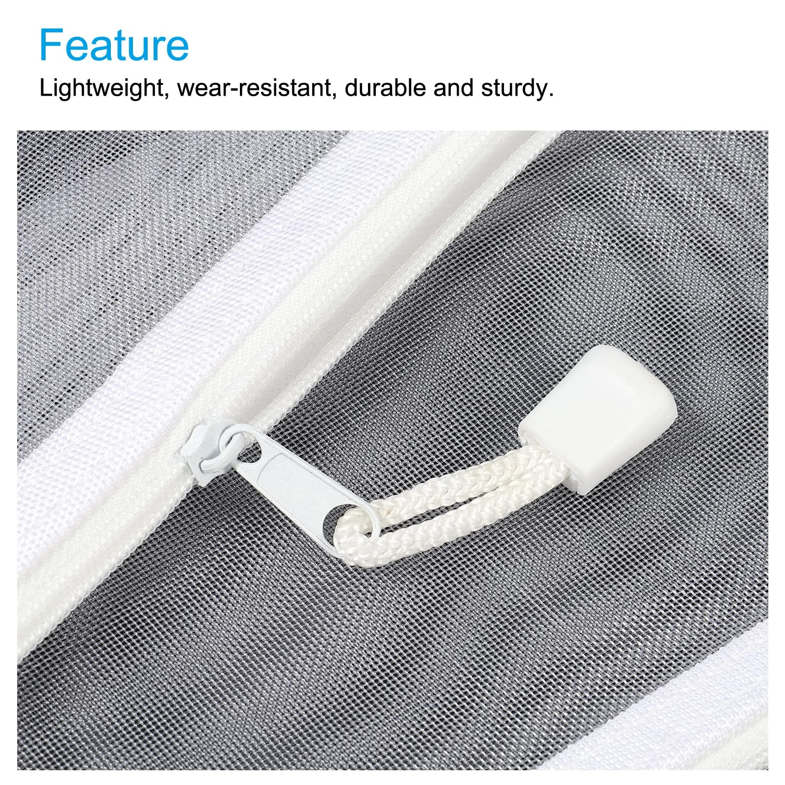 MECCANIXITY Mesh Zipper Bags, B6 Nylon Zip Pouch Pencil Case B6, White
