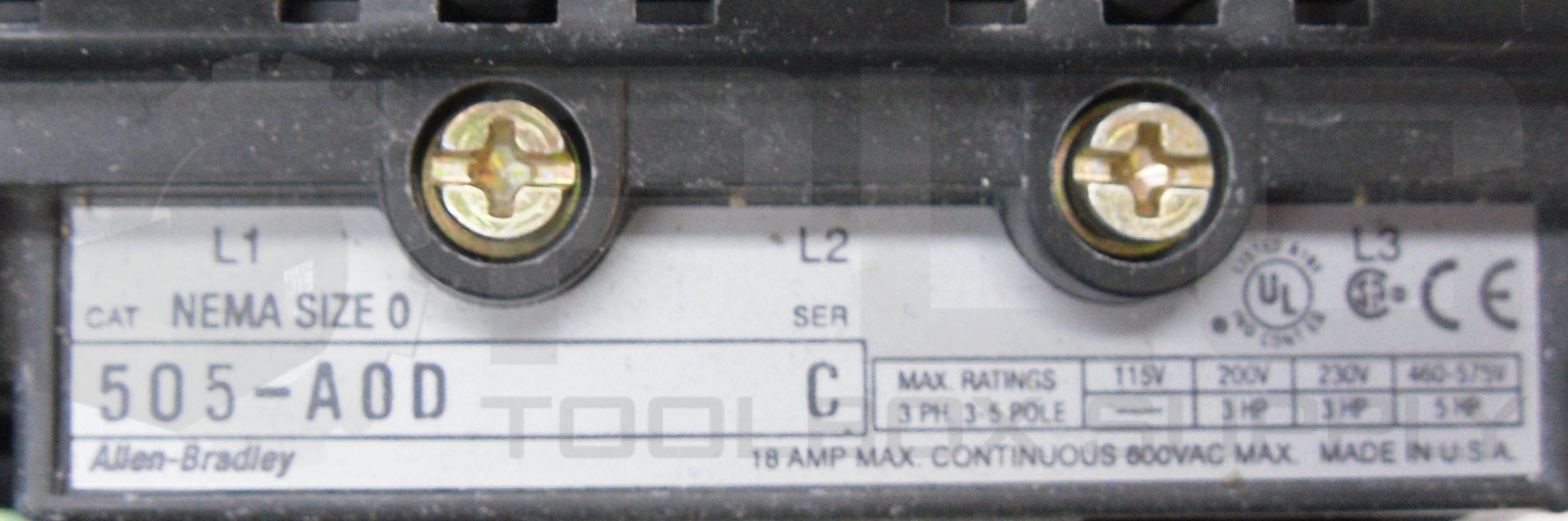 ALLEN BRADLEY 505-A0D /C STARTER W/ (2) CB236 COIL W/ 42185-800-01 W/ (3) W50