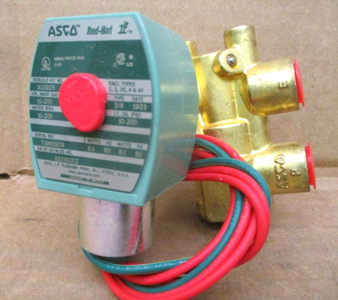 ASCO Red Hat 8321G002 Valve 3-Way 3/8 In Pipe 49679HI