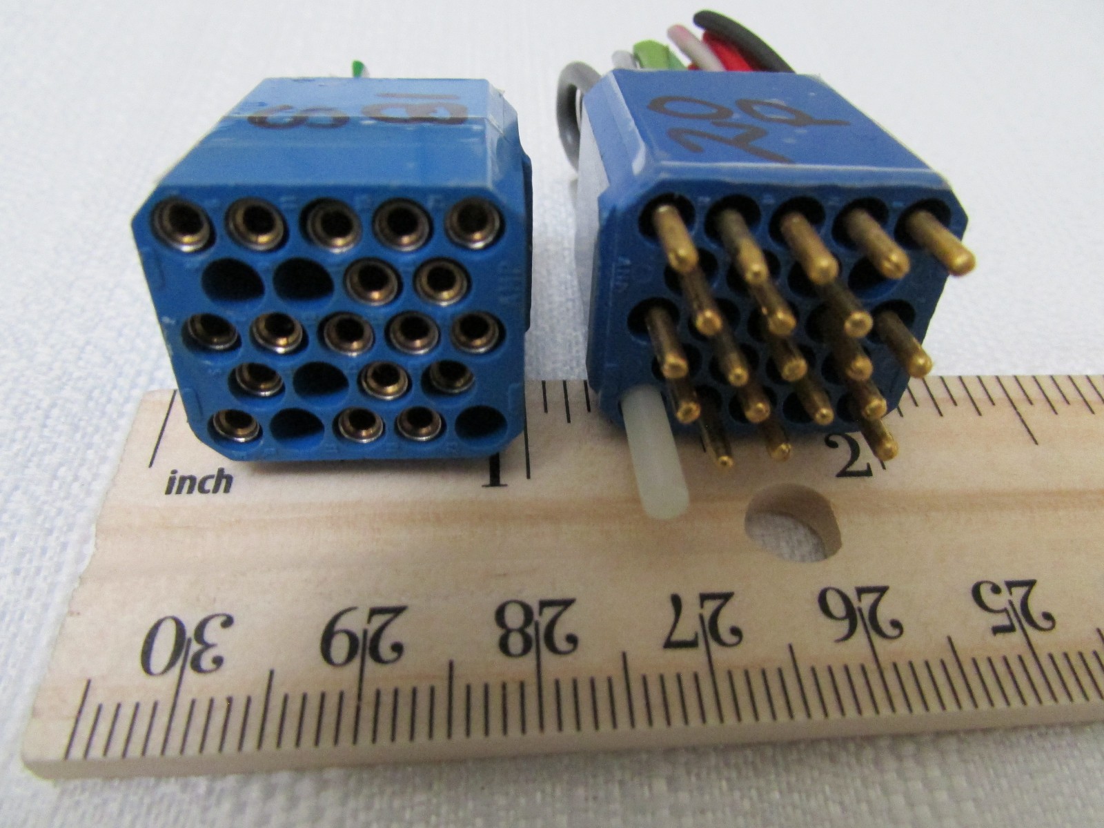 AMP Connector Pair Gold Plated 22 Position 18/20 Pins/Sockets Installed