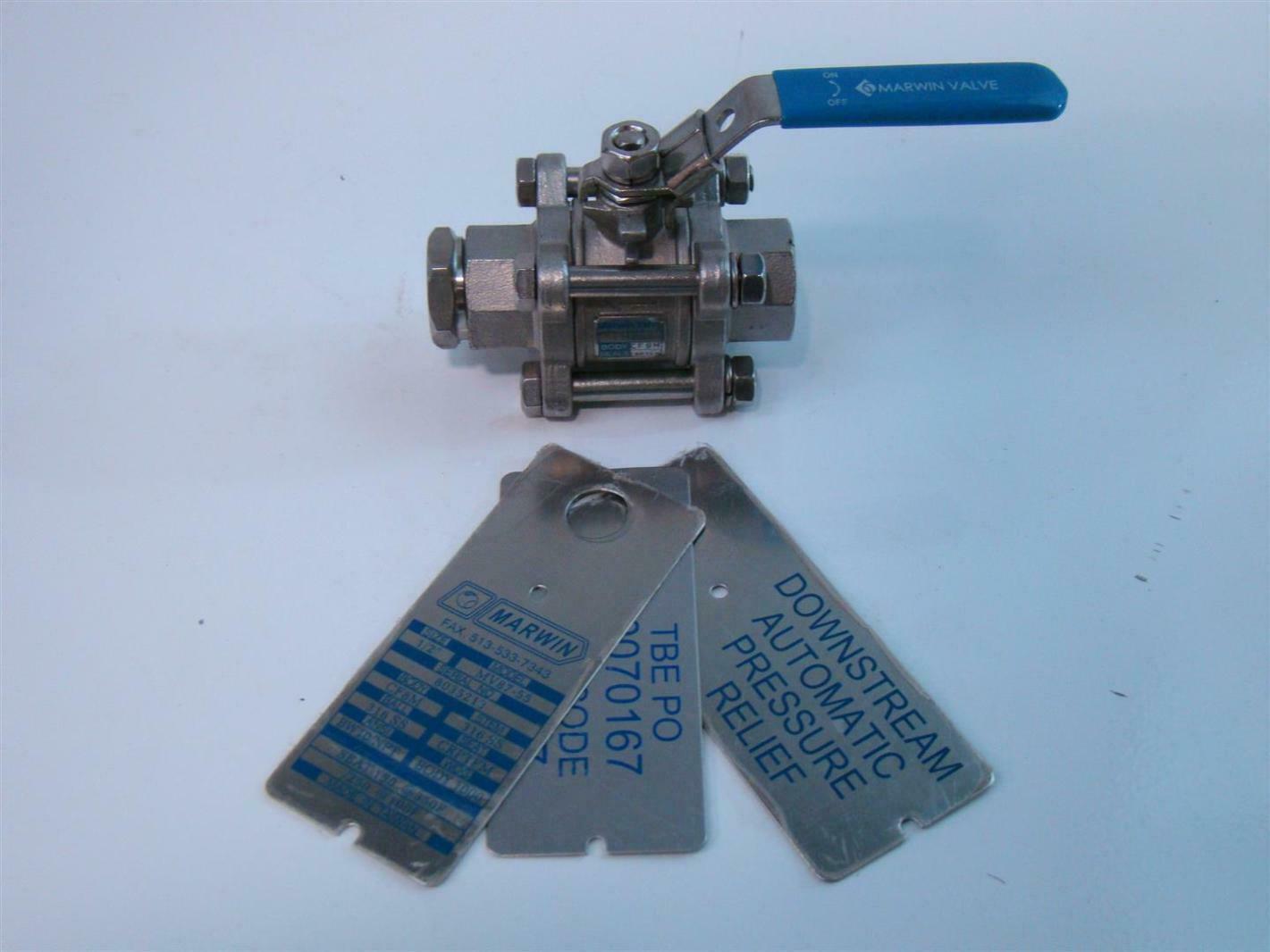 Marwin 3pc Ball Valve 1/2″ NPT with 3/8″ Bushing CF8M 316 Stainless 8035213 MV87