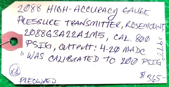 6️⃣ROSEMOUNT 2088G3A22AIM5 GAUGE PSI TRANSMITTER PESSCO OFFERING 1 W051426-3 🗽