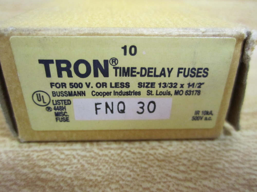 Buss FNQ-30 Bussmann Fuse Cross Ref 4XC64 (Pack of 10)