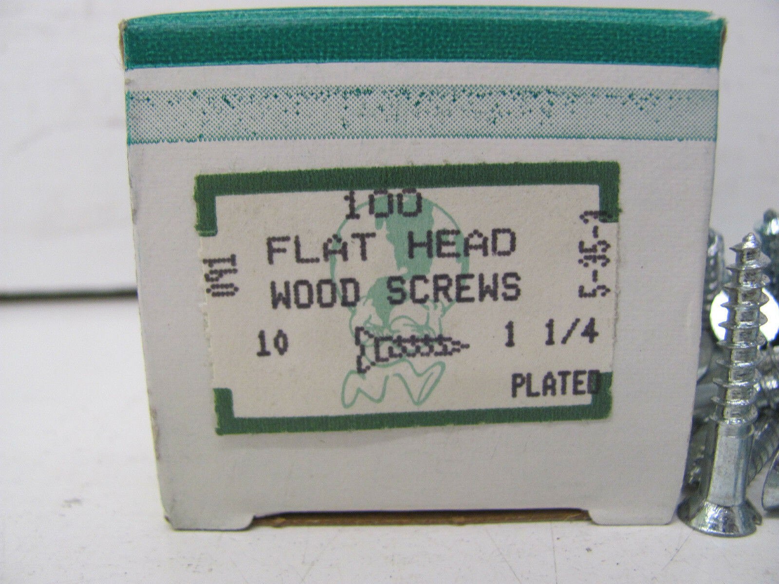 BOX OF 100 FLAT HEAD WOOD SCREWS 10 X 1-1/4″ 5-35-3 091 NEW(OTHER)