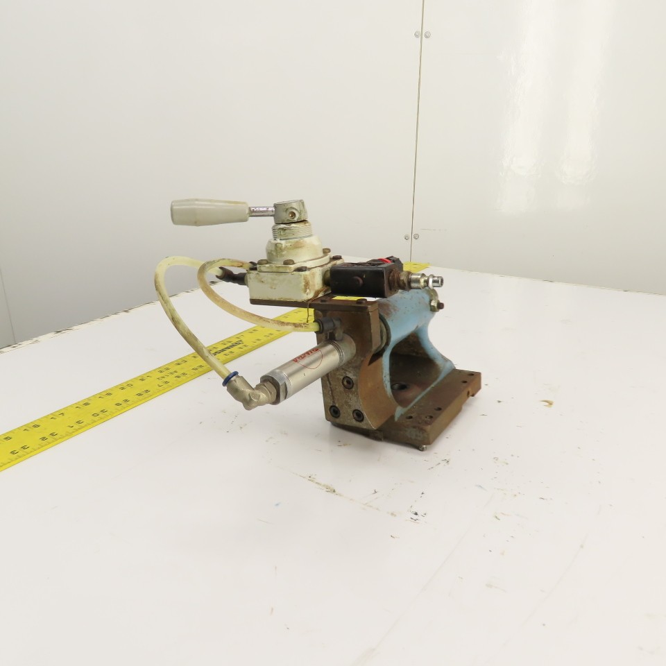 Cylinder Actuated Lathe Tailstock Dead Center 4″ Centerline W/Valve (Bison Style