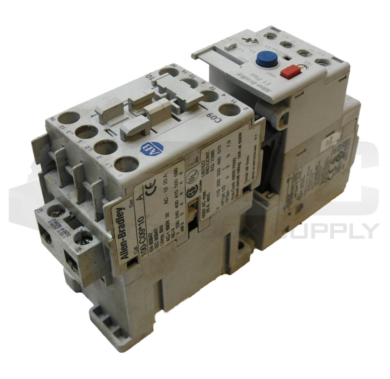 ALLEN BRADLEY 193-EECB /C OVERLOAD RELAY 1.0-5.0A W/ 100-C09*10 /A CONTACTOR
