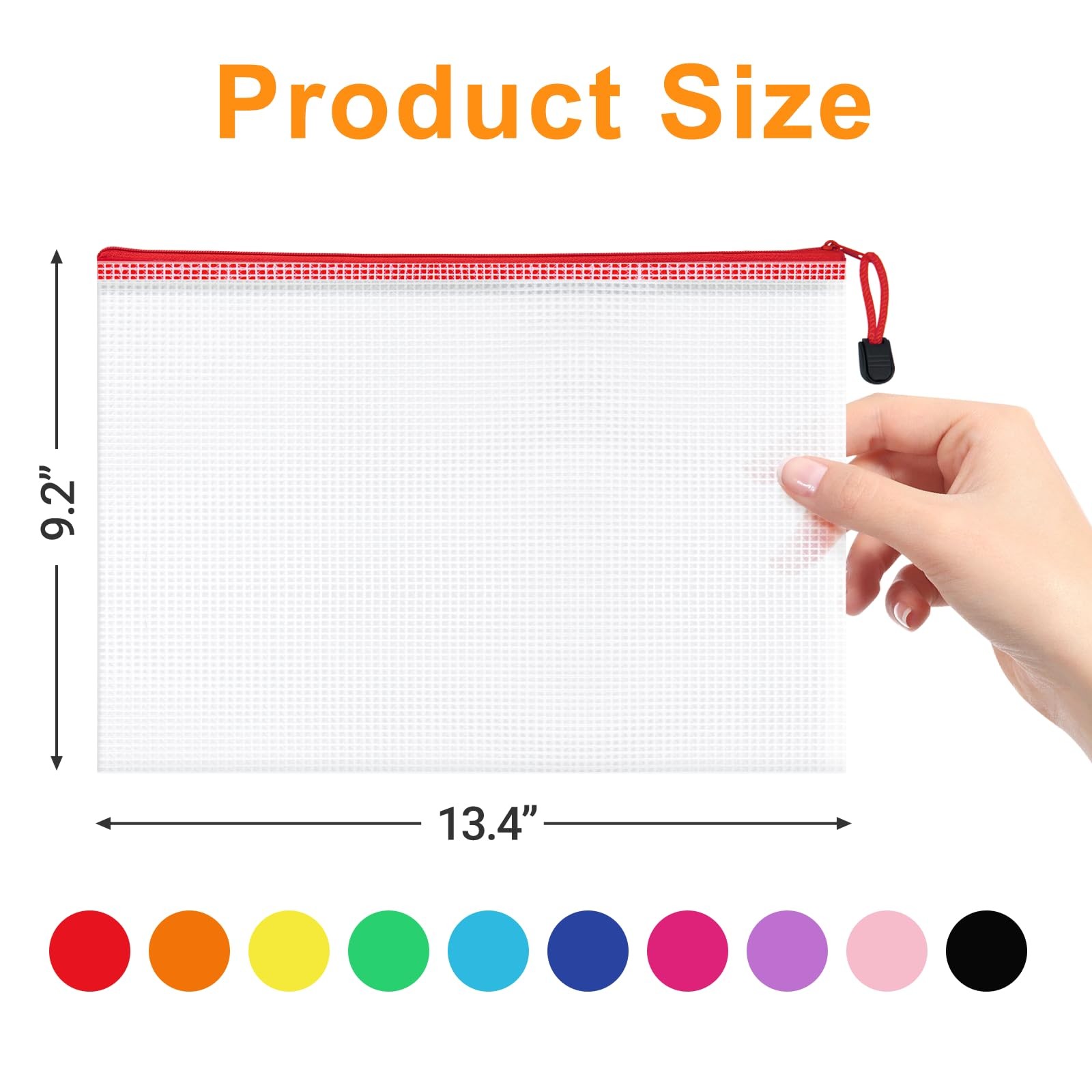 Aubeco 100Pack Mesh Zipper Pouch Bags, Waterproof A4 Letter Size Document Zipper